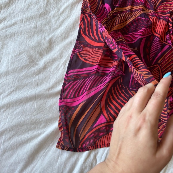 Old Navy Swimsuit Beach Cover Up Orange and Pink Leaves Tunic Pull Over size S - Picture 2 of 5